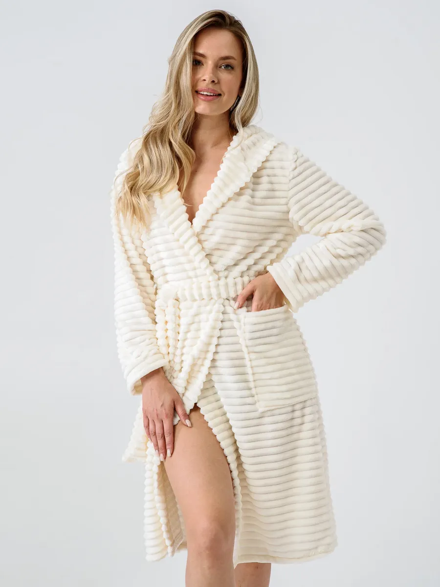 Халат теплый с капюшоном велсофт