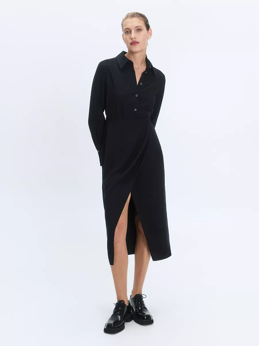 Платье-рубашка миди с запахом