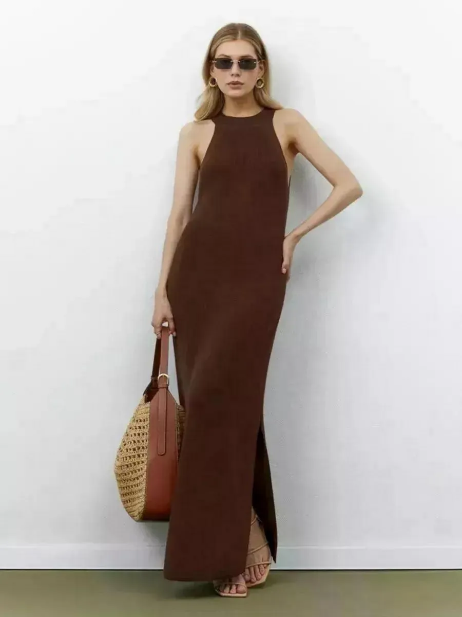 Платье летнее вязаное макси