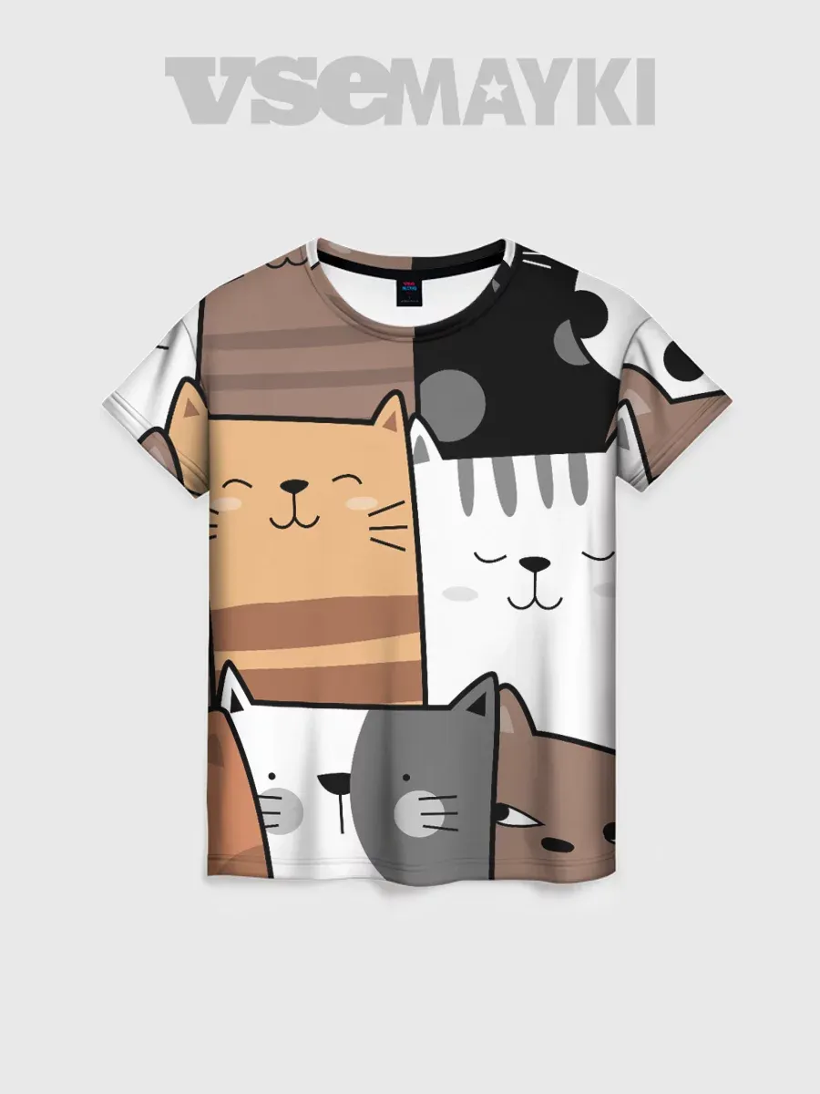 футболка с принтом котейки