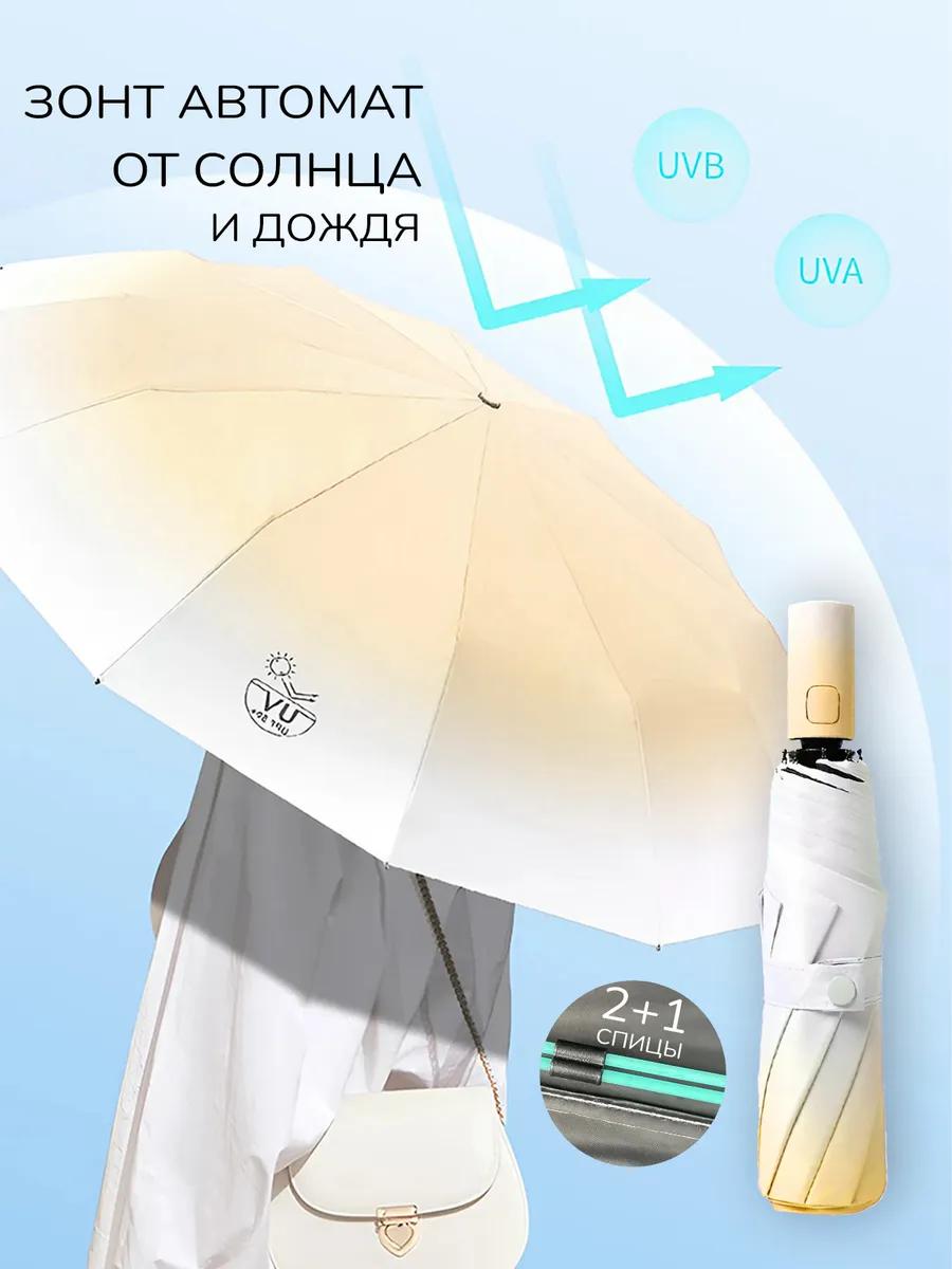 Зонт автомат антиветер компактный от солнца
