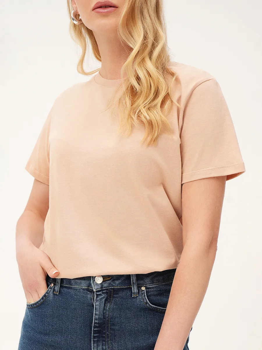 Футболка базовая однотонная прямого кроя хлопковая