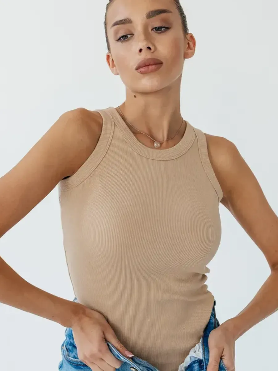 Майка топ под пиджак базовый в рубчик