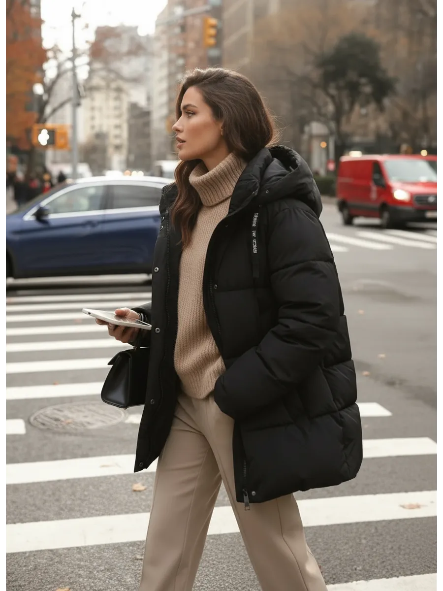 Куртка пуховик оверсайз зимняя больших размеров