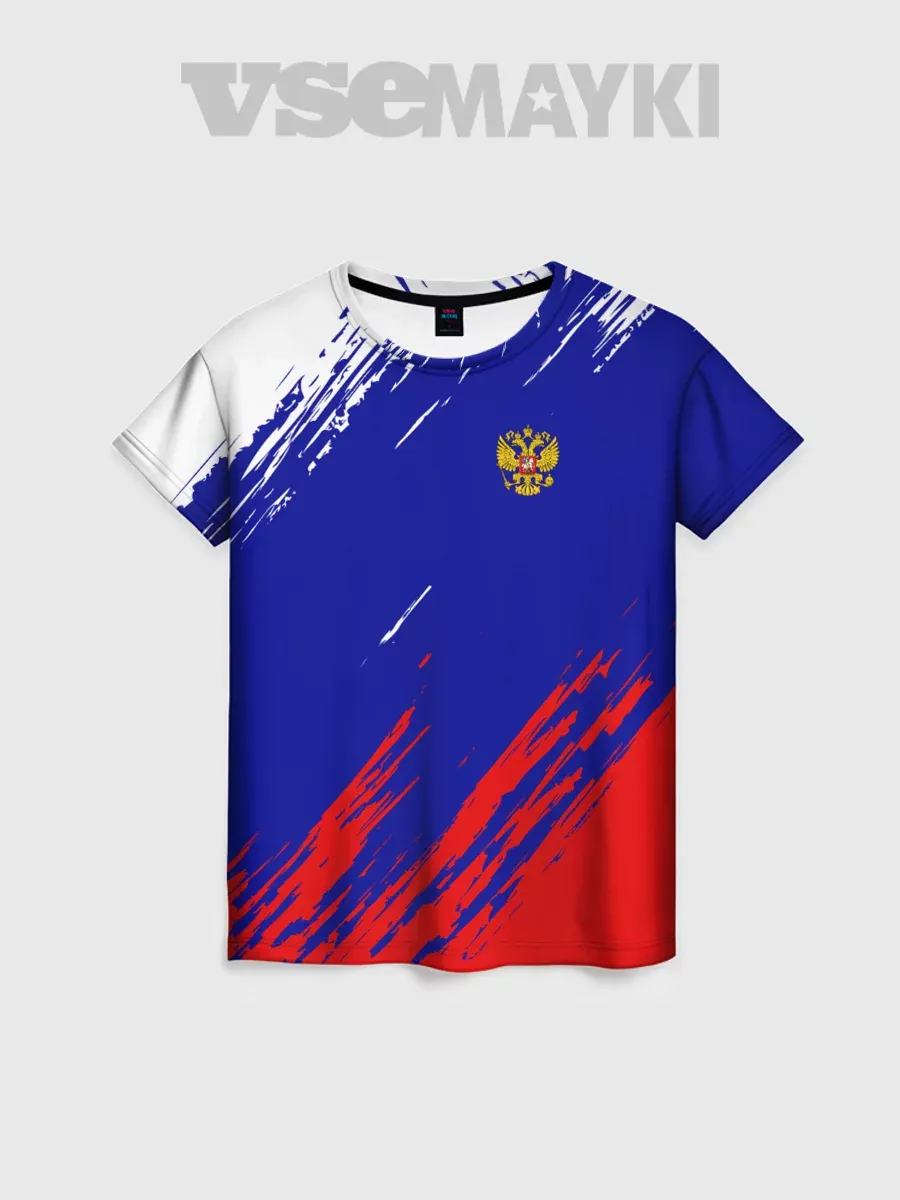 футболка с принтом russia sport