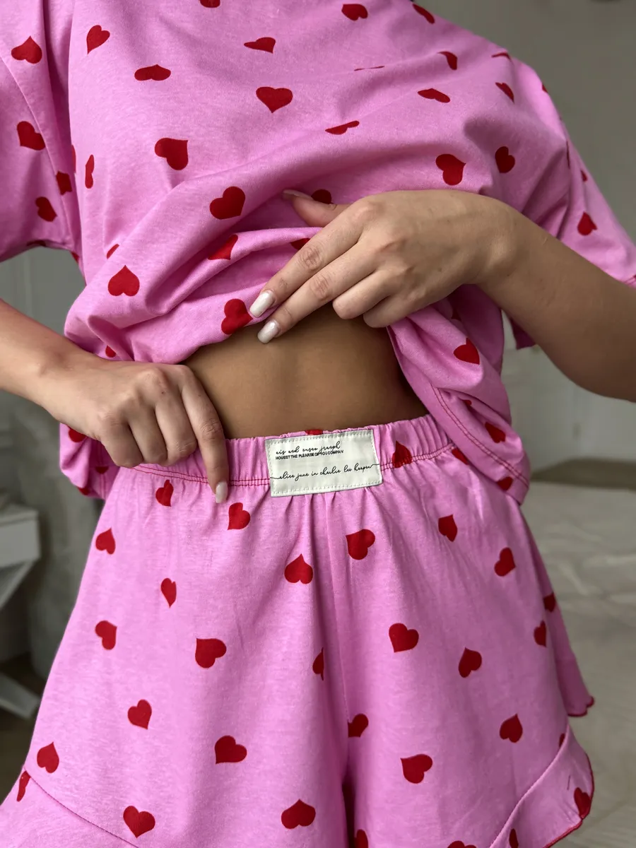 Пижама с шортами и футболкой хлопок