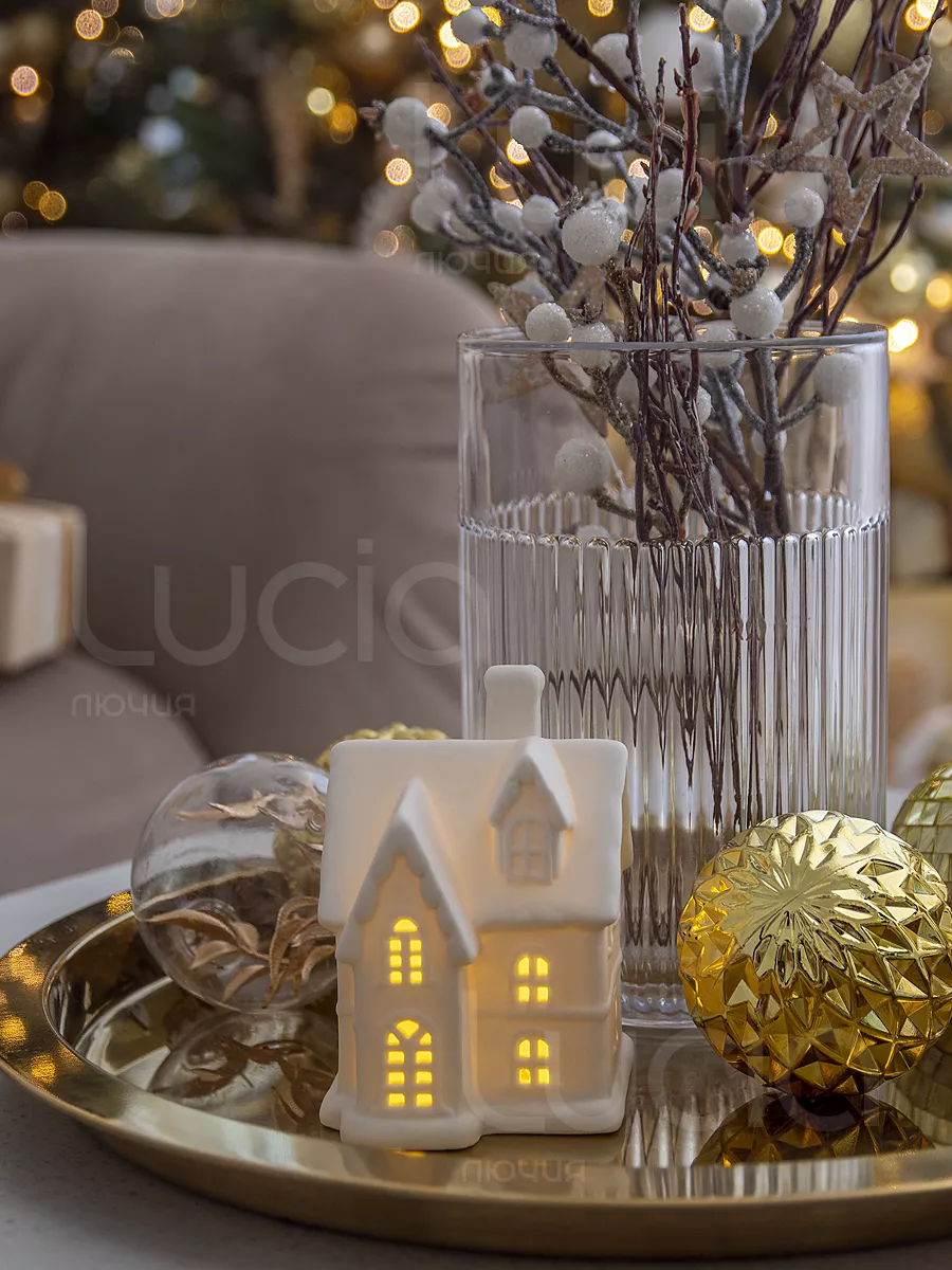 Фарфоровая Избушка с подсветкой для декоративной композиции