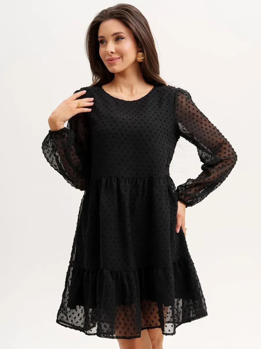 Платье туника нарядное оверсайз ярусное, свободный балахон