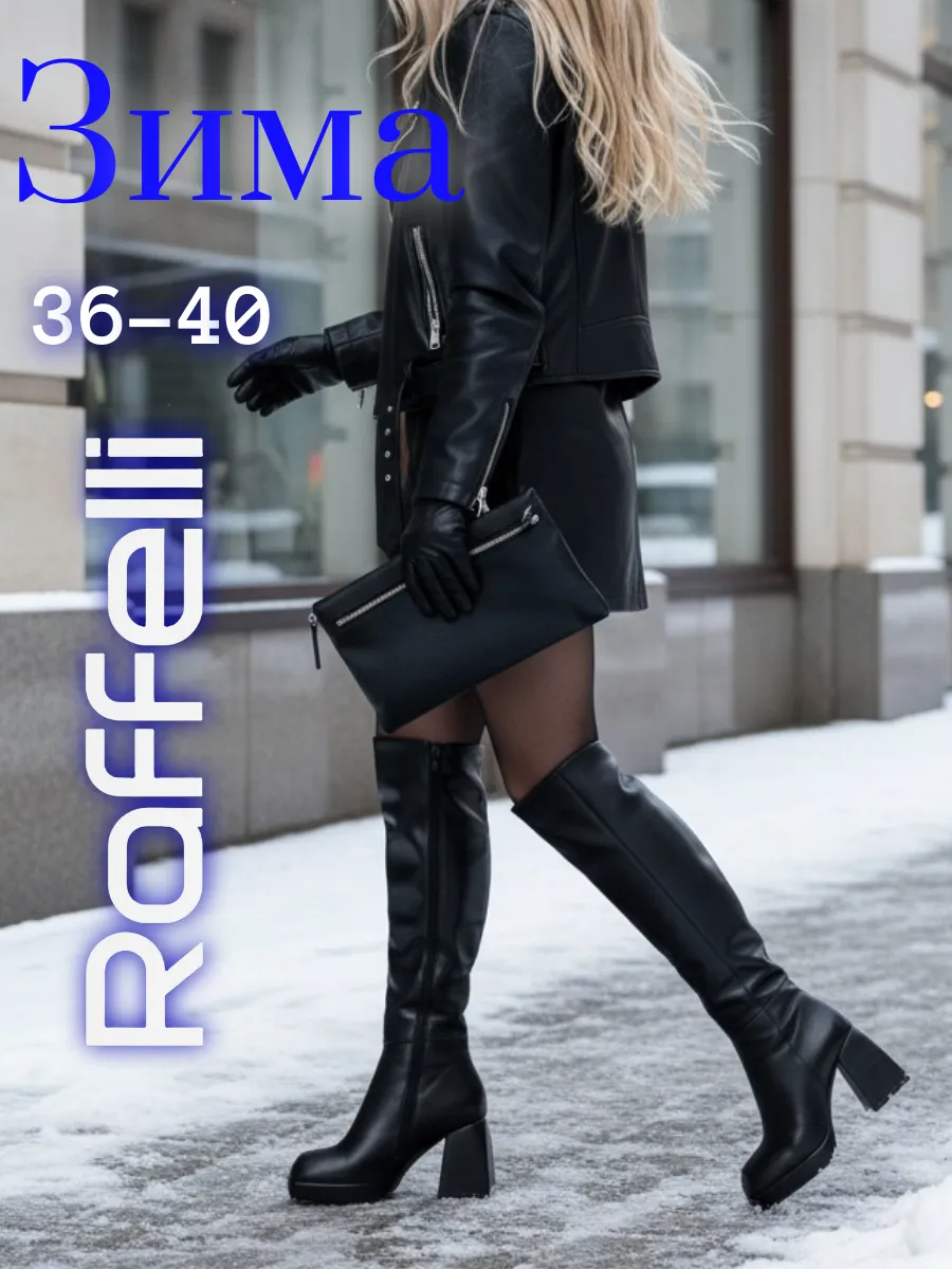 Сапоги зимние высокие на платформе и каблуке