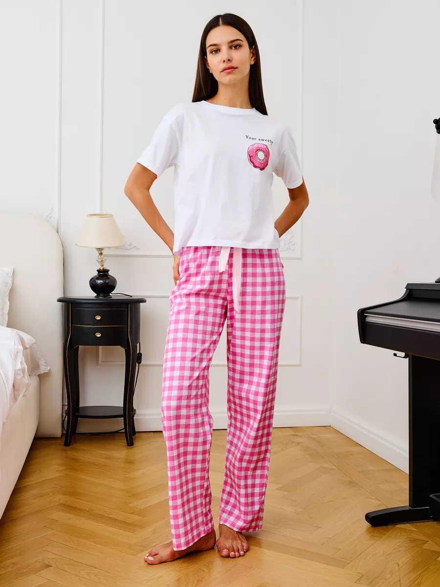 Пижама со штанами и футболкой из хлопка