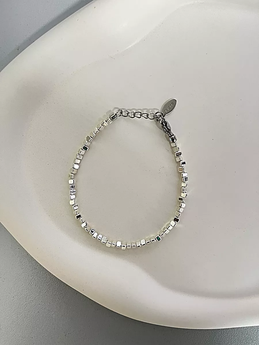 Браслет из камней гематит с напылением