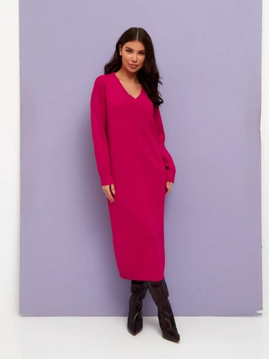 Платье вязаное свободное миди