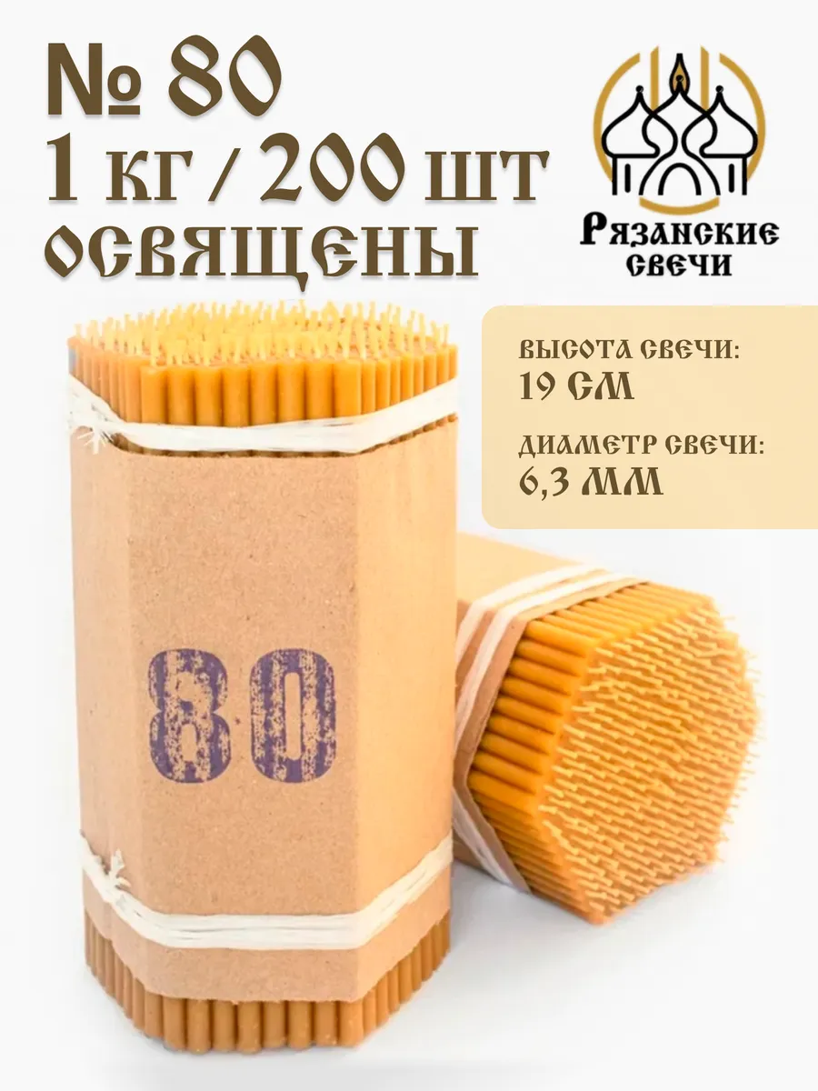 Набор Свечи восковые натуральные церковные освященные 1 кг