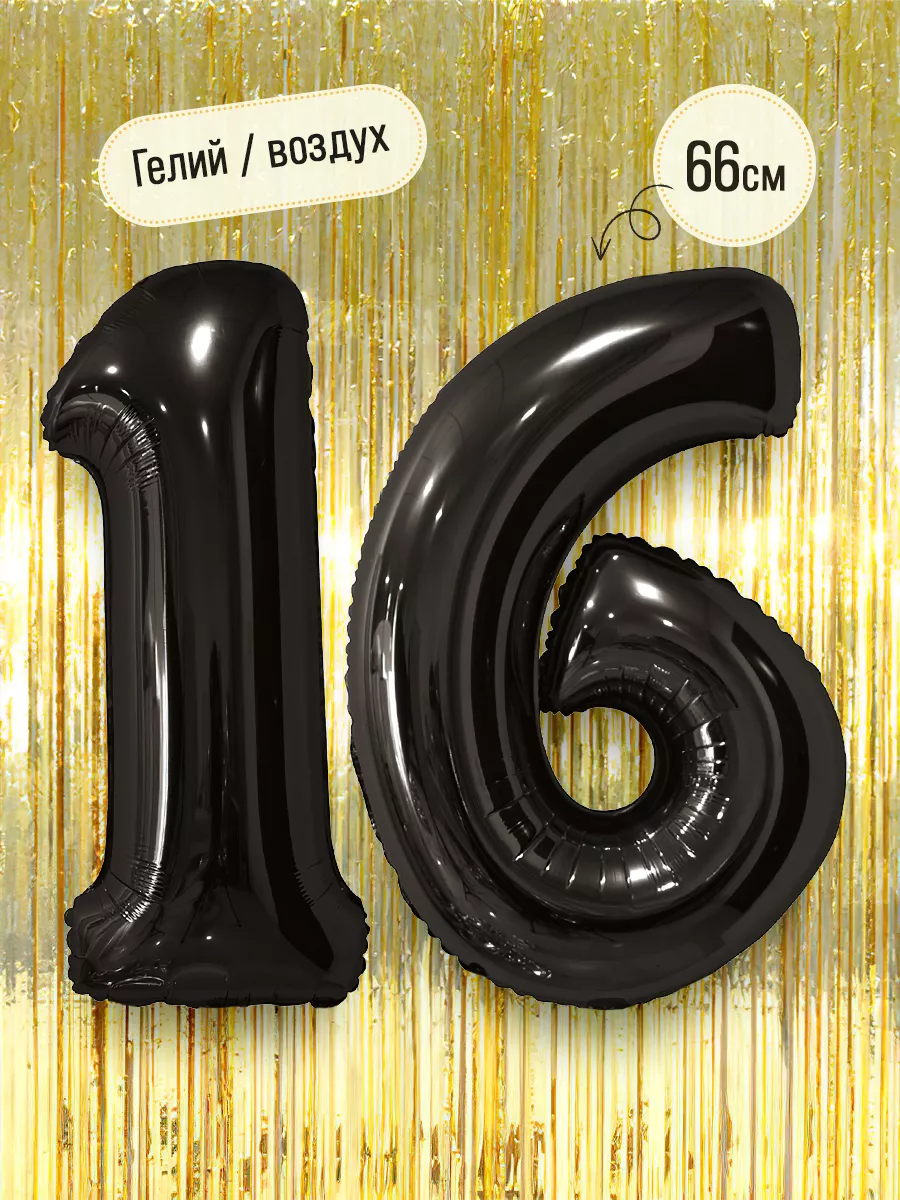 Воздушные шары цифра 16 фольгированные
