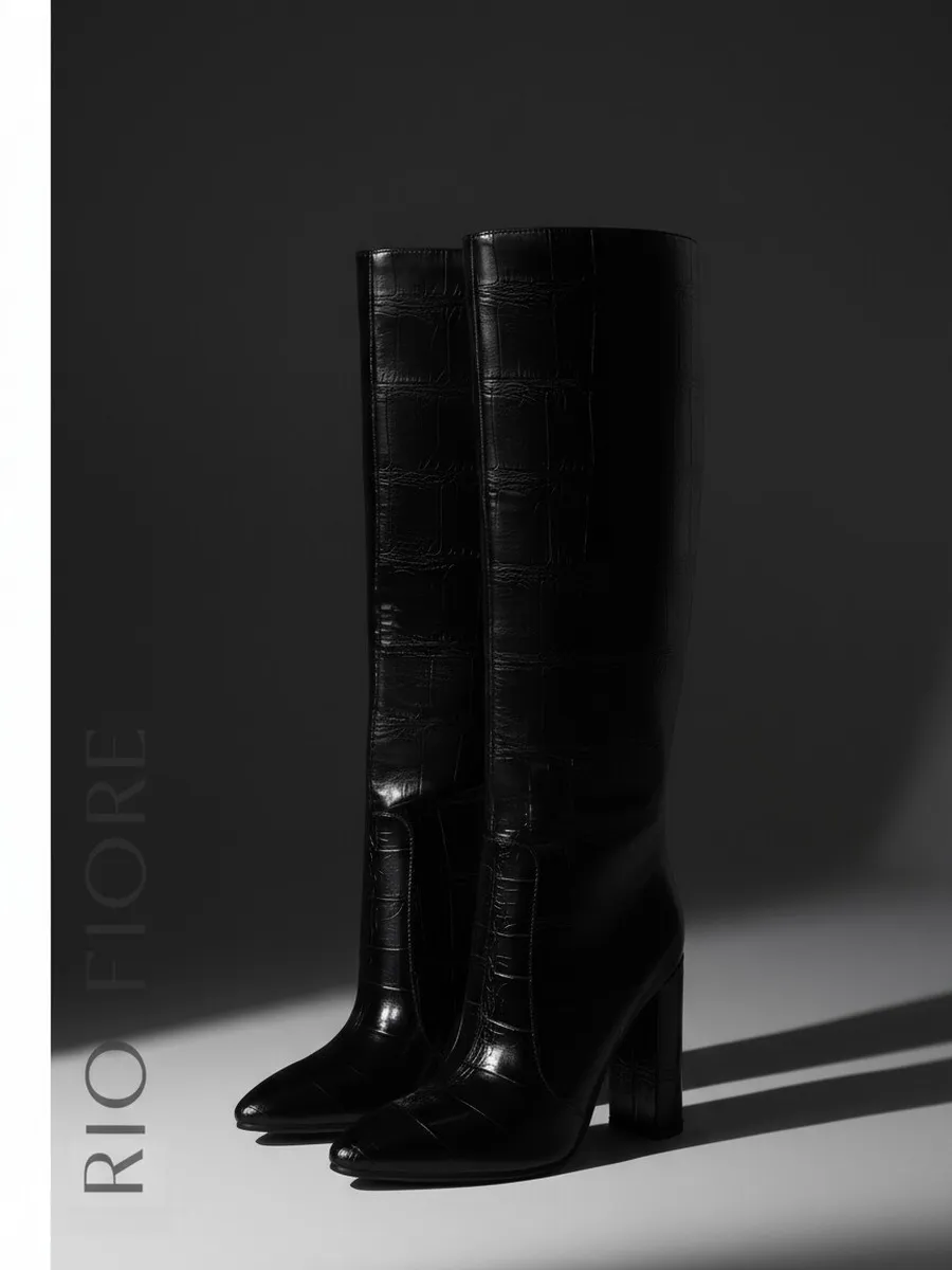 Сапоги демисезонные трубы высокие на каблуке