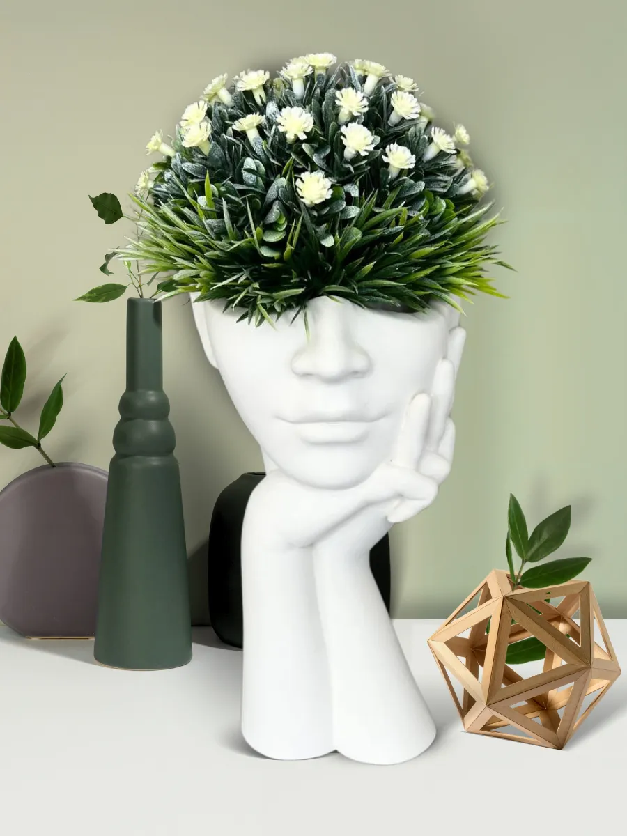 Ваза для сухоцветов из гипса белая