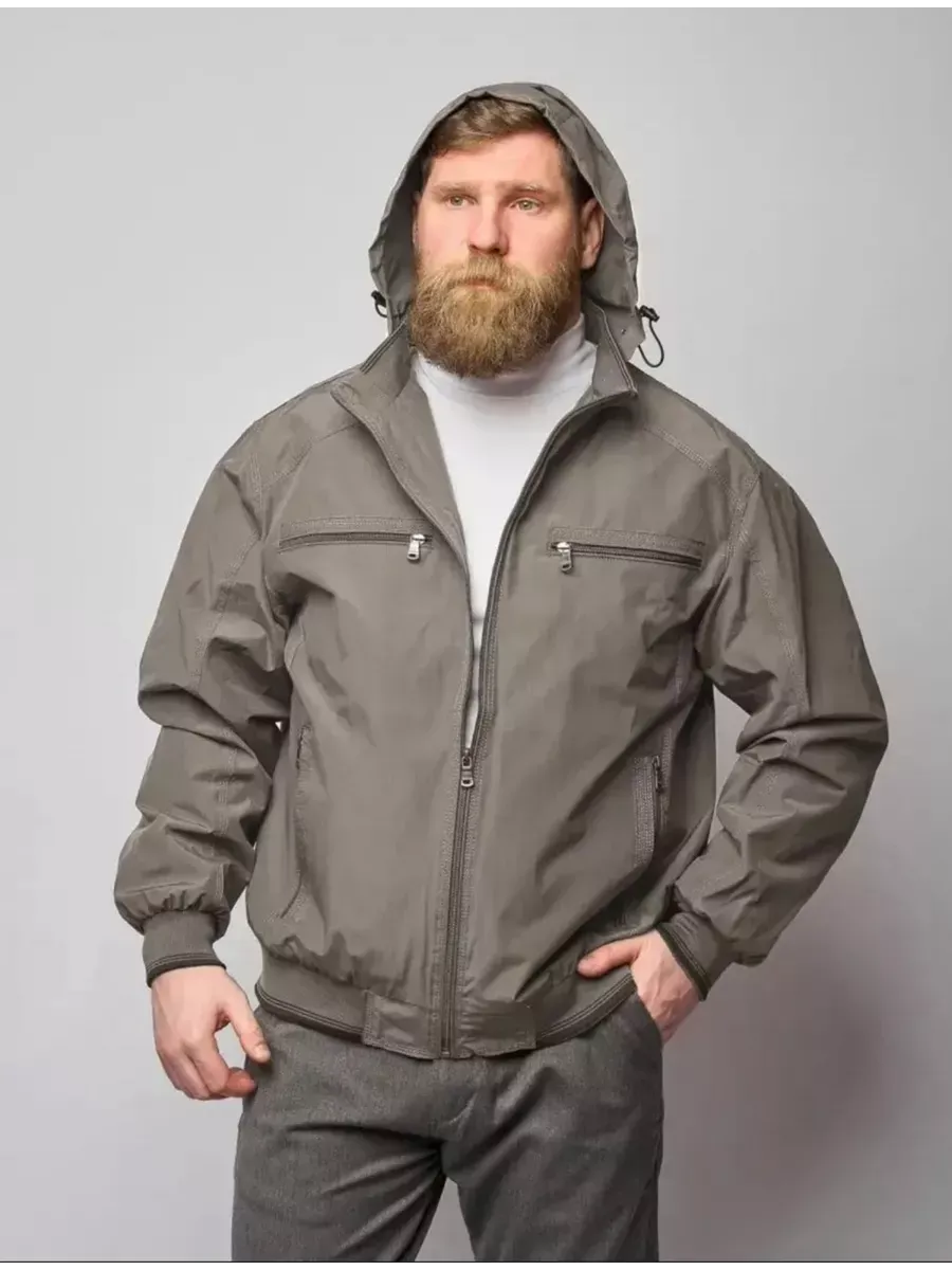 Ветровка большого размера, легкая с капюшоном