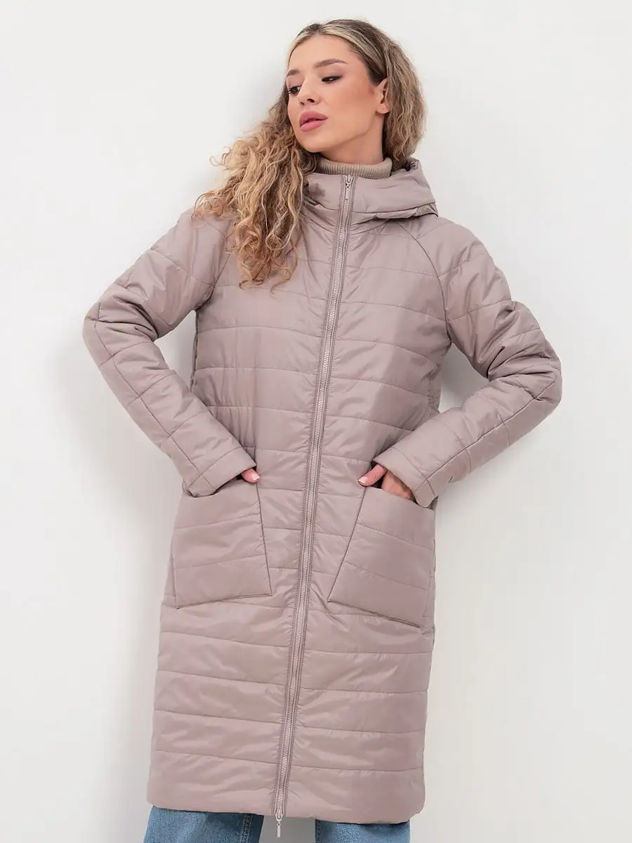 Куртка удлиненная утепленная пальто стеганое большие размеры