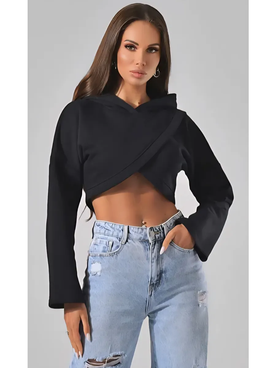 Кофта худи укороченное с капюшоном