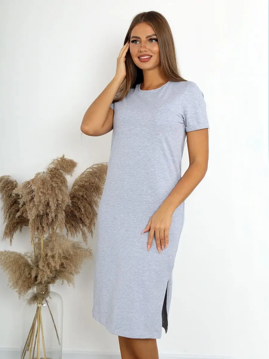 Платье футболка длинное трикотажное