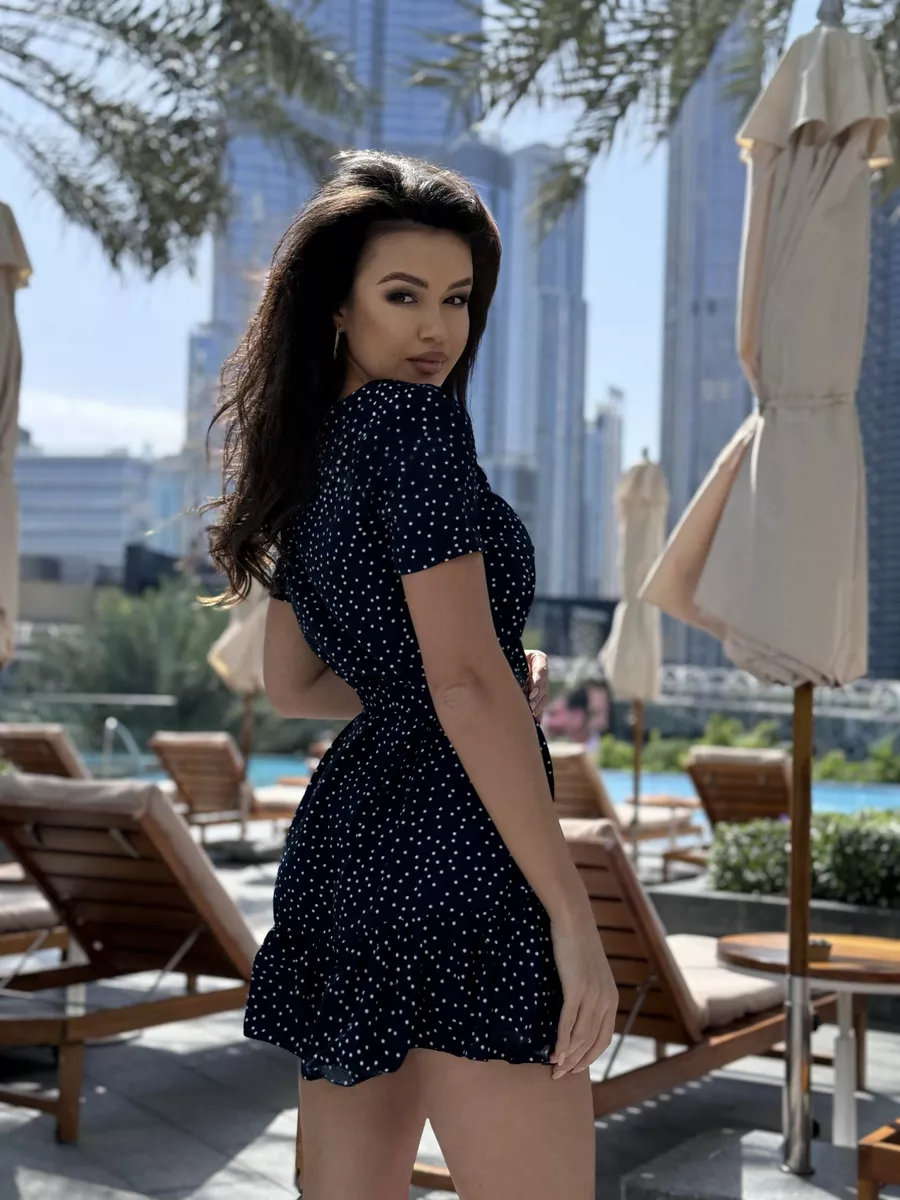 Платье летнее мини в горошек