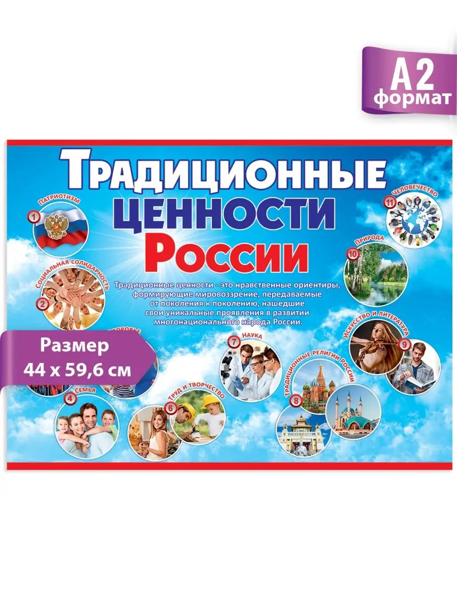 Плакат Традиционные ценности для оформления в детском саду