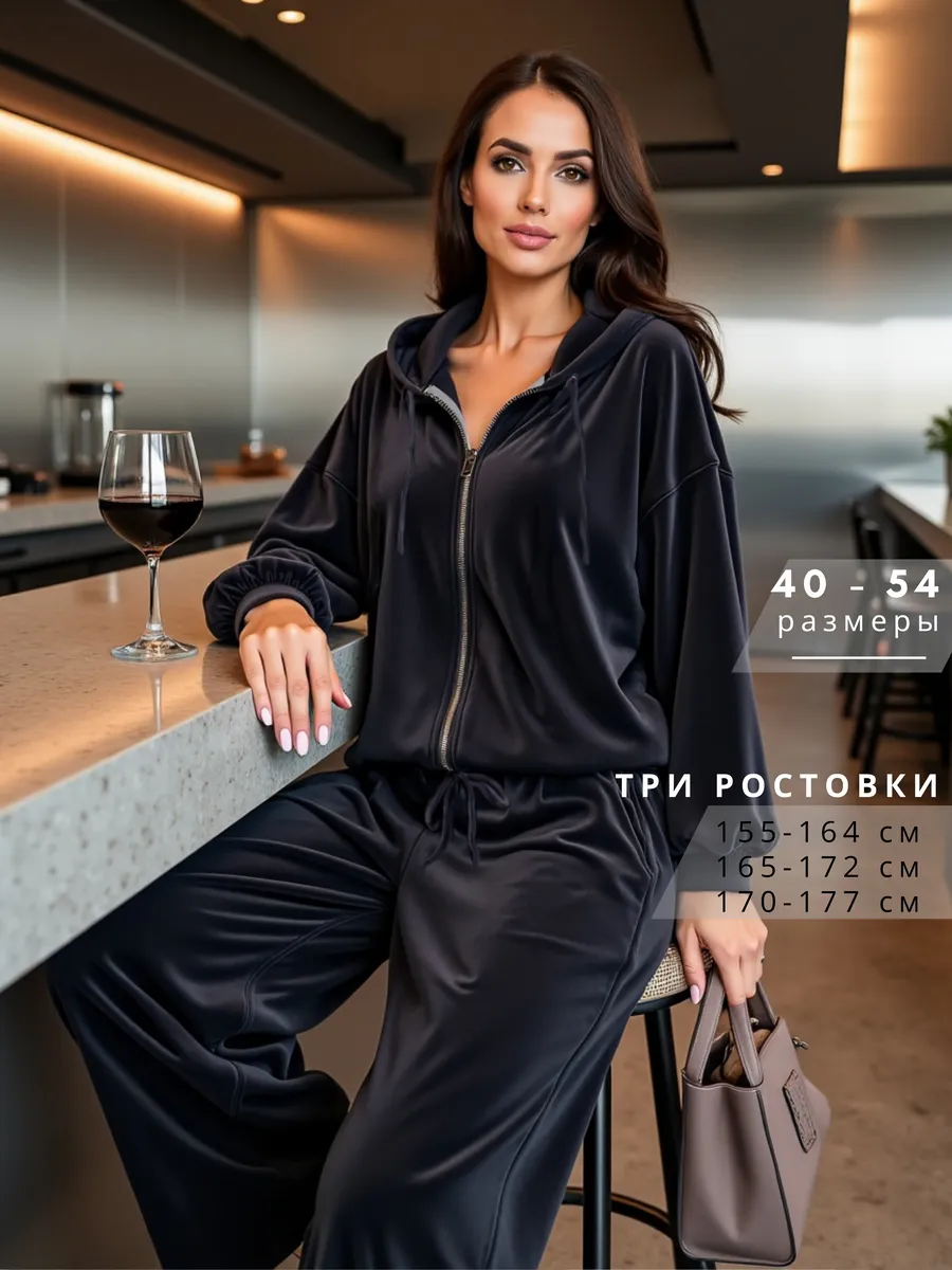 Костюм велюровый спортивный с капюшоном двойка оверсайз