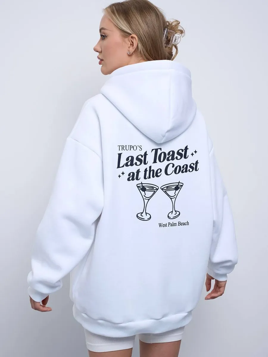 Худи оверсайз с принтом LAST TOAST и начесом
