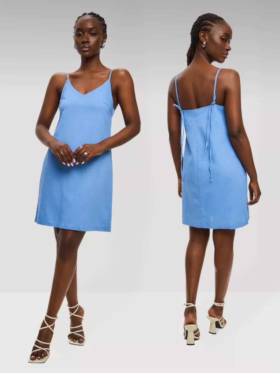 Платье комбинация короткое на бретельках