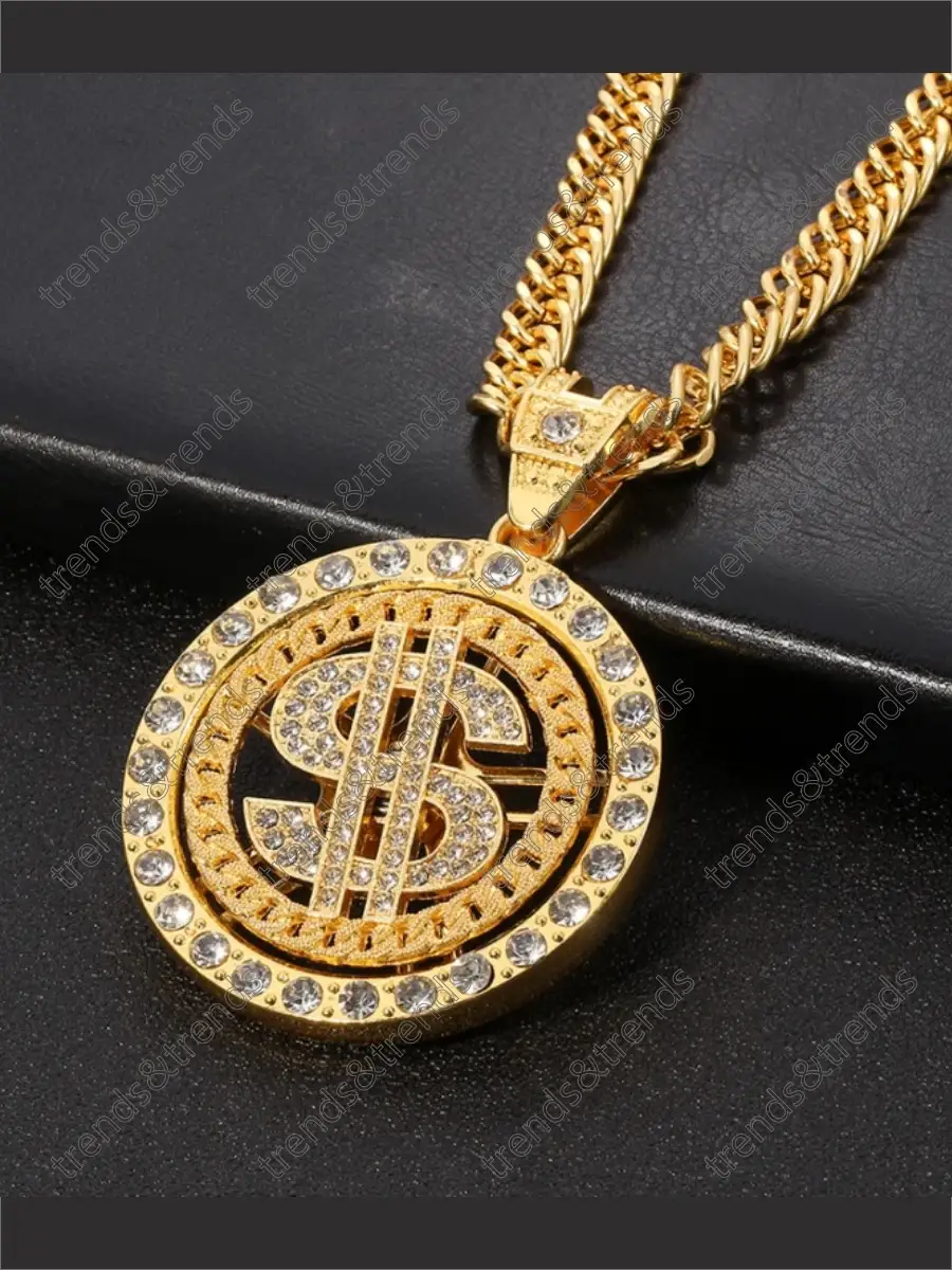 Подвеска с цепочкой Кулон со стразами Антистресс Доллар