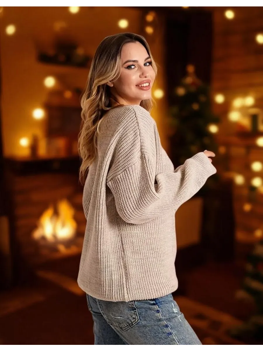 вязаный свитер оверсайз