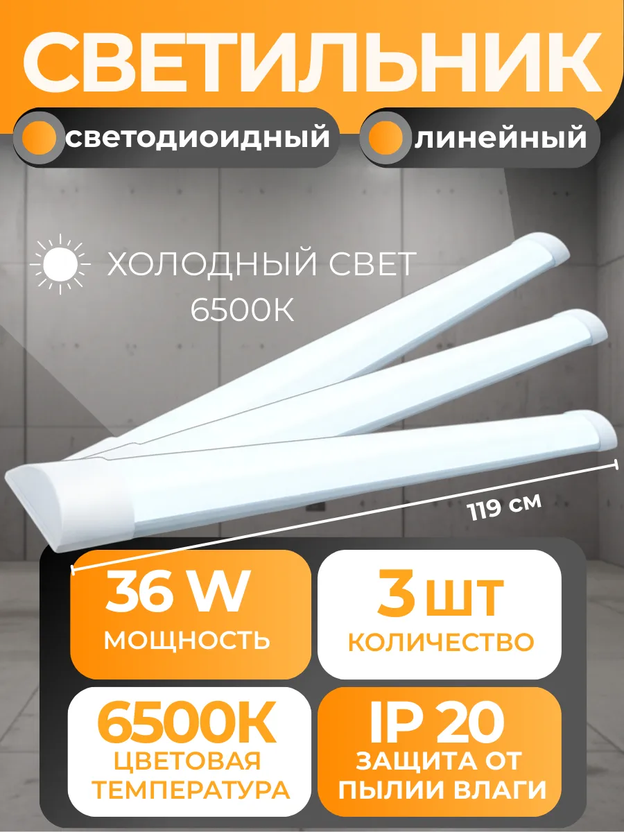 Светильник потолочный светодиодный набор 36 Вт 3 шт