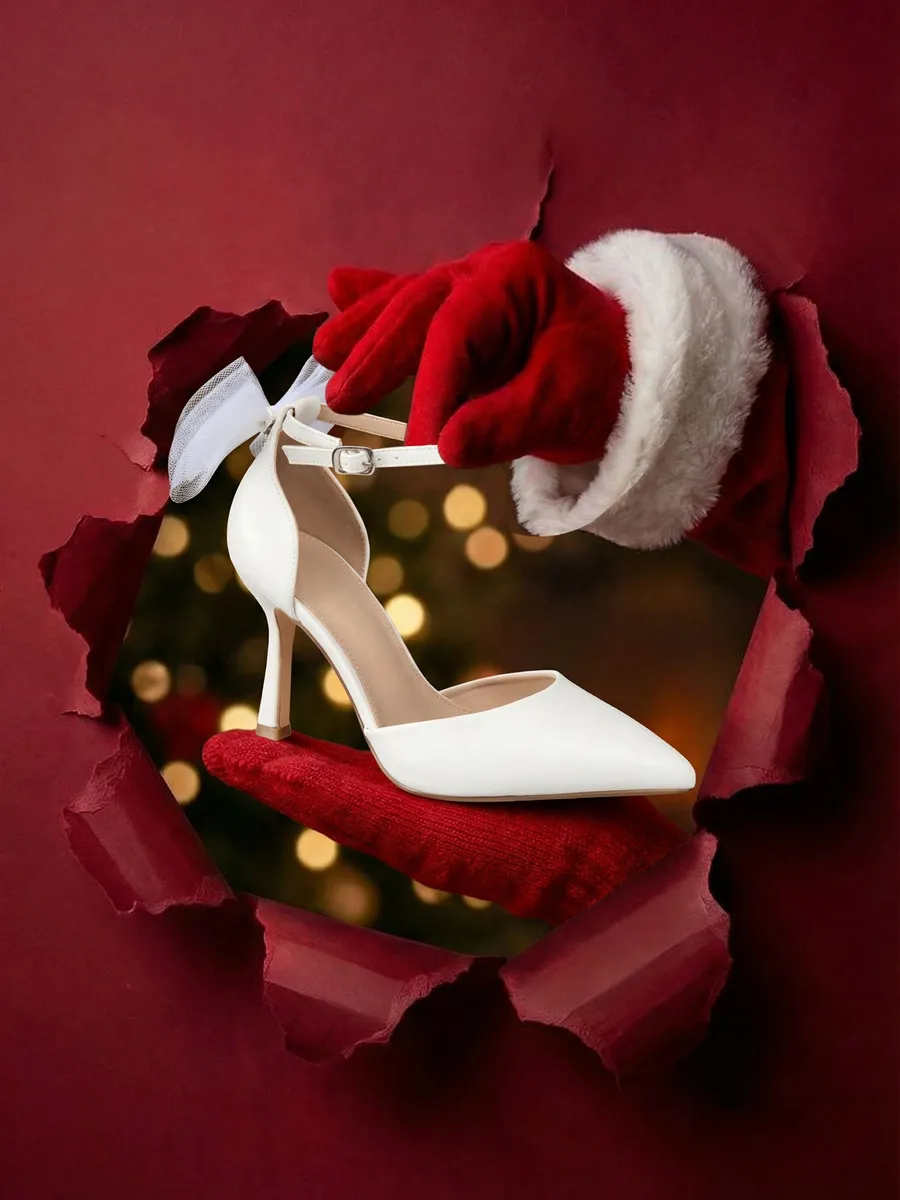 Туфли на каблуке шпильке свадебные с бантом