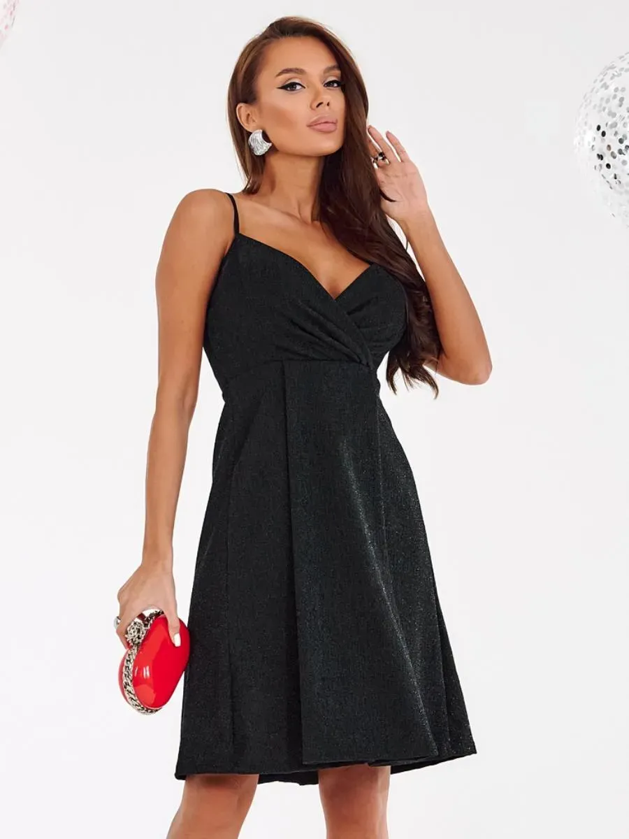 Вечернее платье коктейльное с декольте на запах