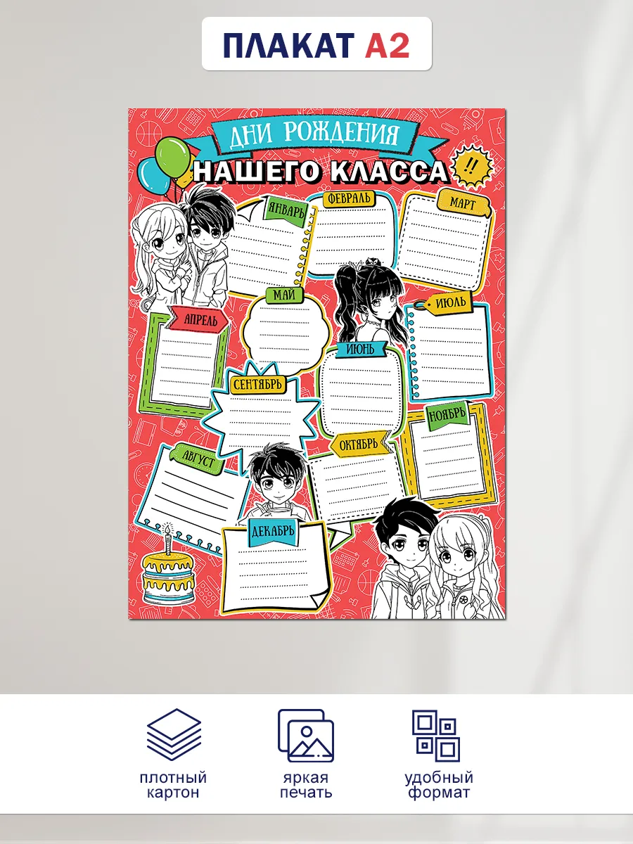 Плакат Дни рождения нашего класса аниме, А2
