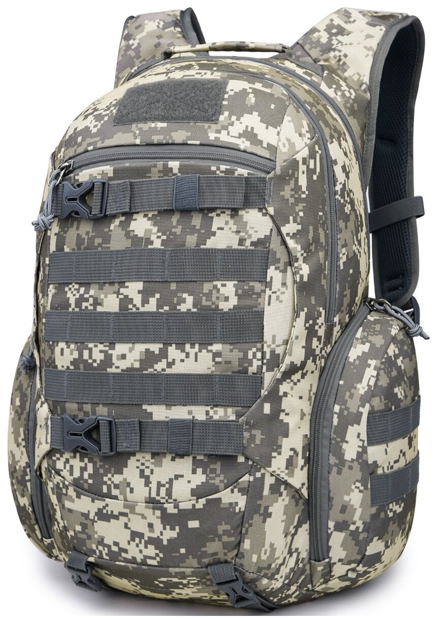 Рюкзак Snoburg S N9004, тактический, мужской, серый камуфляж, пиксель, оксфорд, 30 л