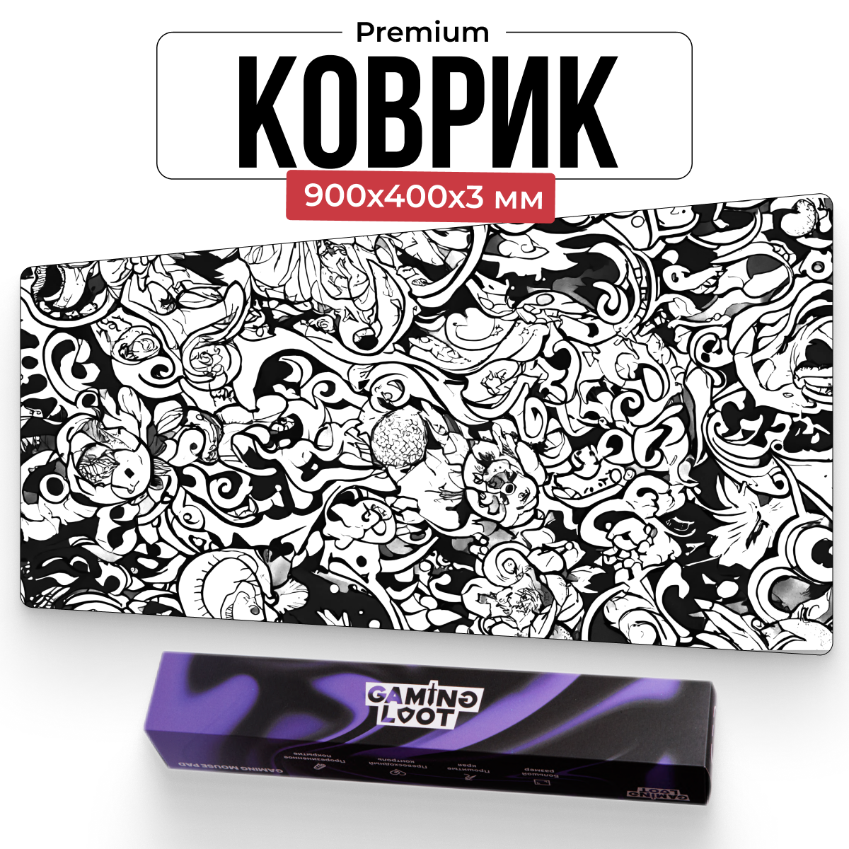 Япония белый игровой коврик для мыши Gaming Loot 900х400