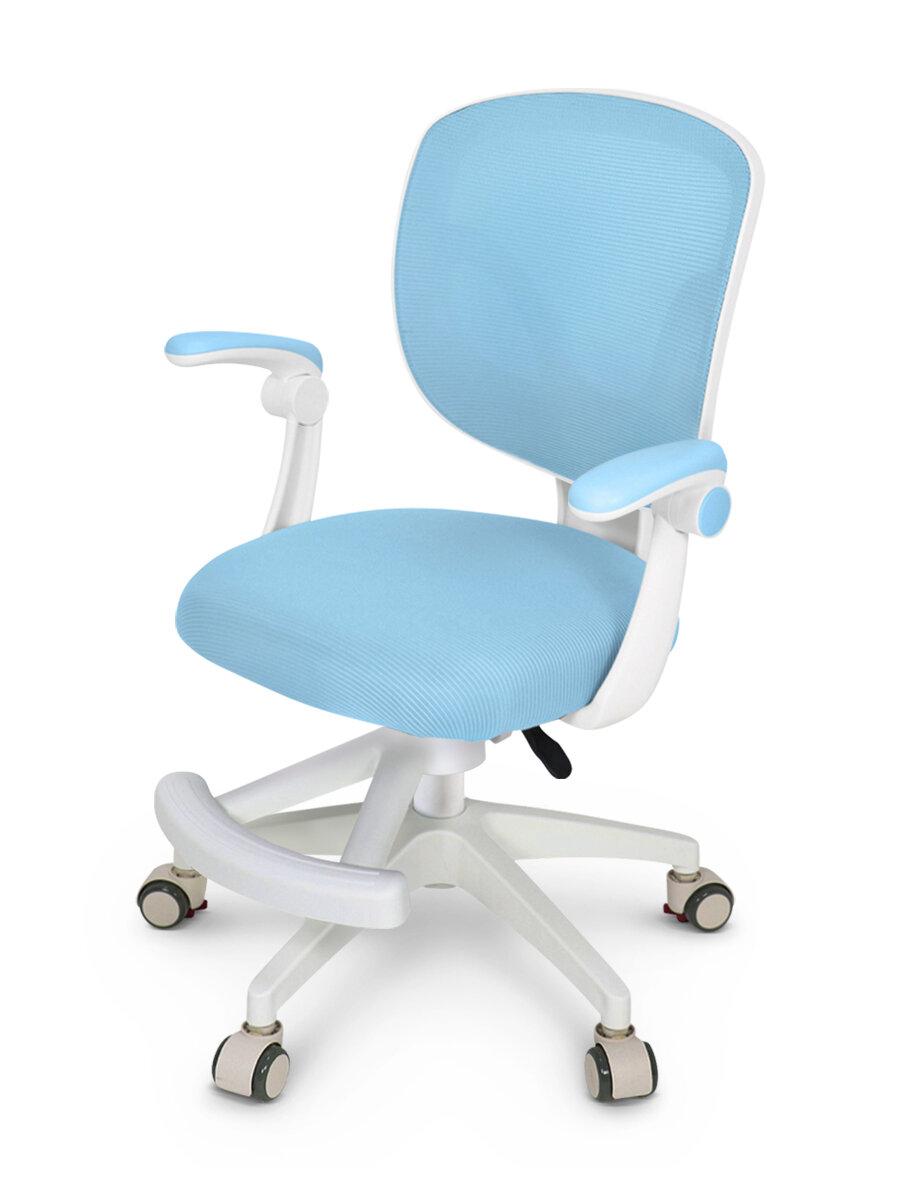 Растущее компьютерное детское кресло с подлокотниками Ergokids Soft Air Plus Y-240 голубое