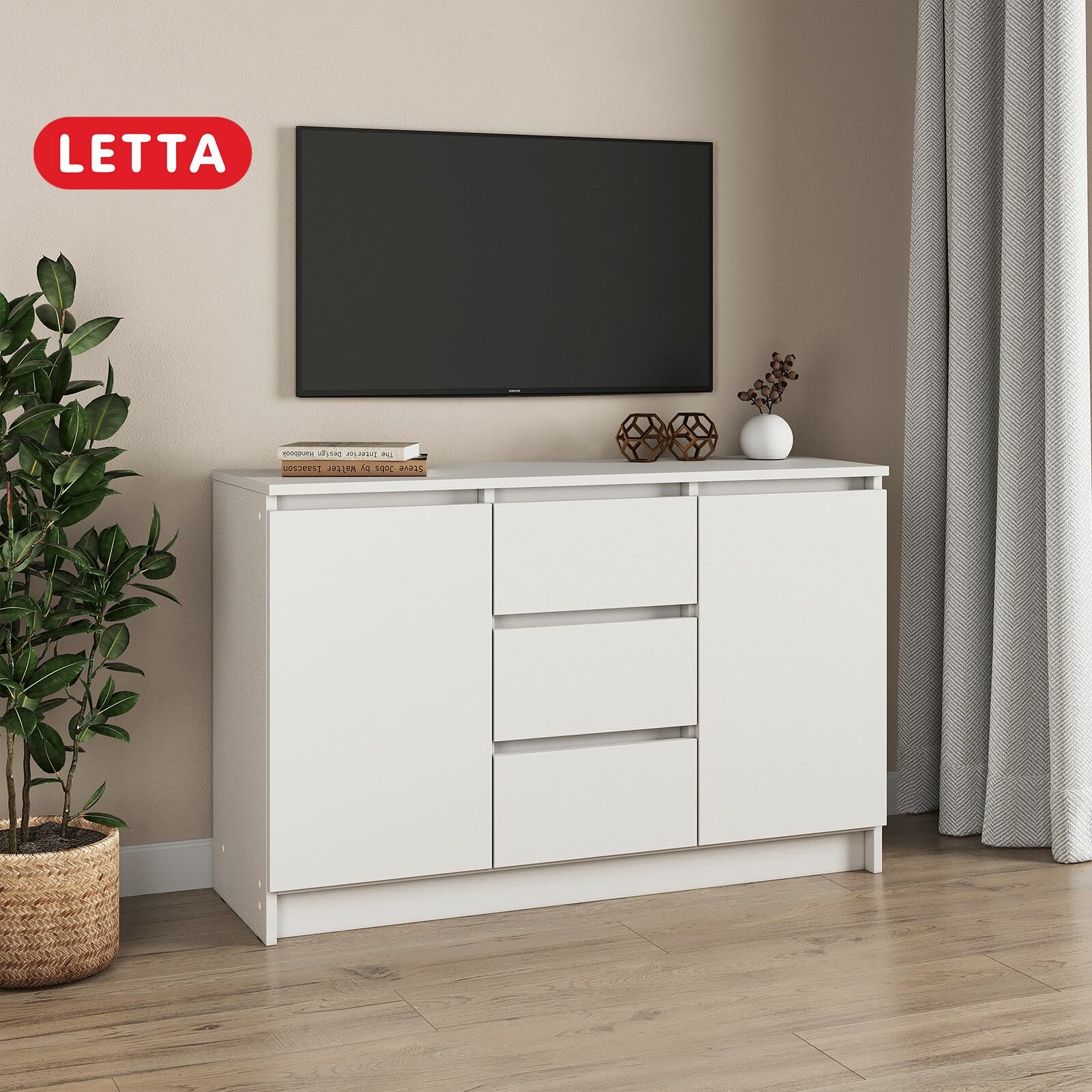 Комод Letta City, ЛДСП, 3 выдвижных ящика, роликовые направляющие