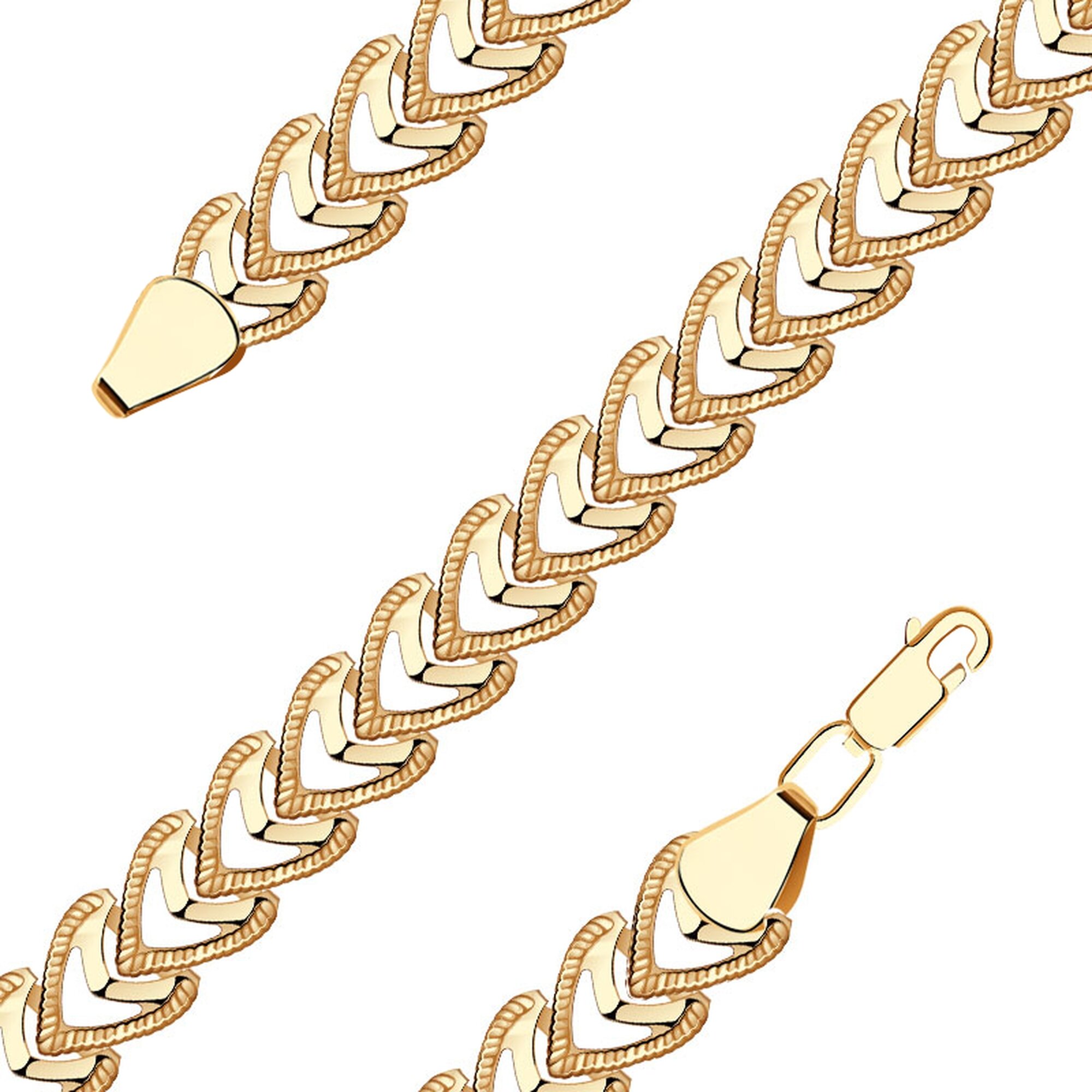 Браслет-цепочка Diamant online, красное золото, 585 проба