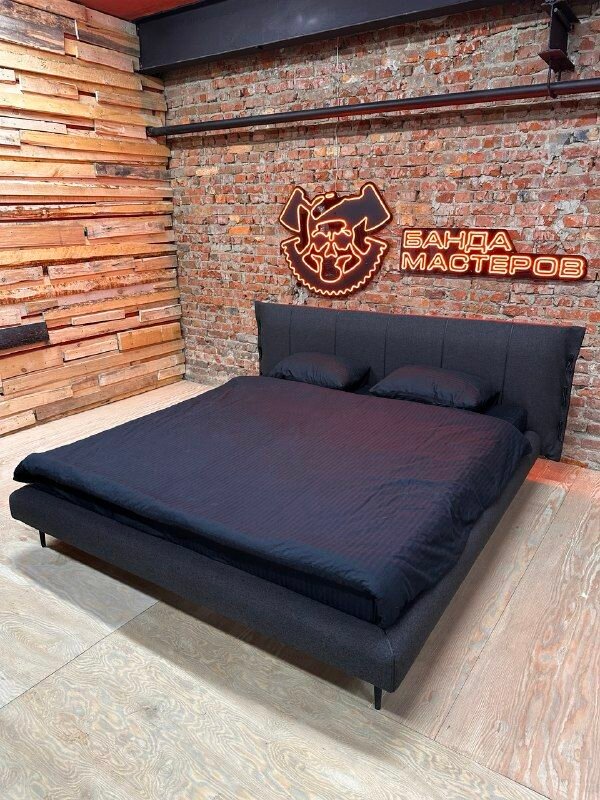 Кровать двуспальная « Кэнди» Банда мастеров, графитовая рогожка, 160x200см