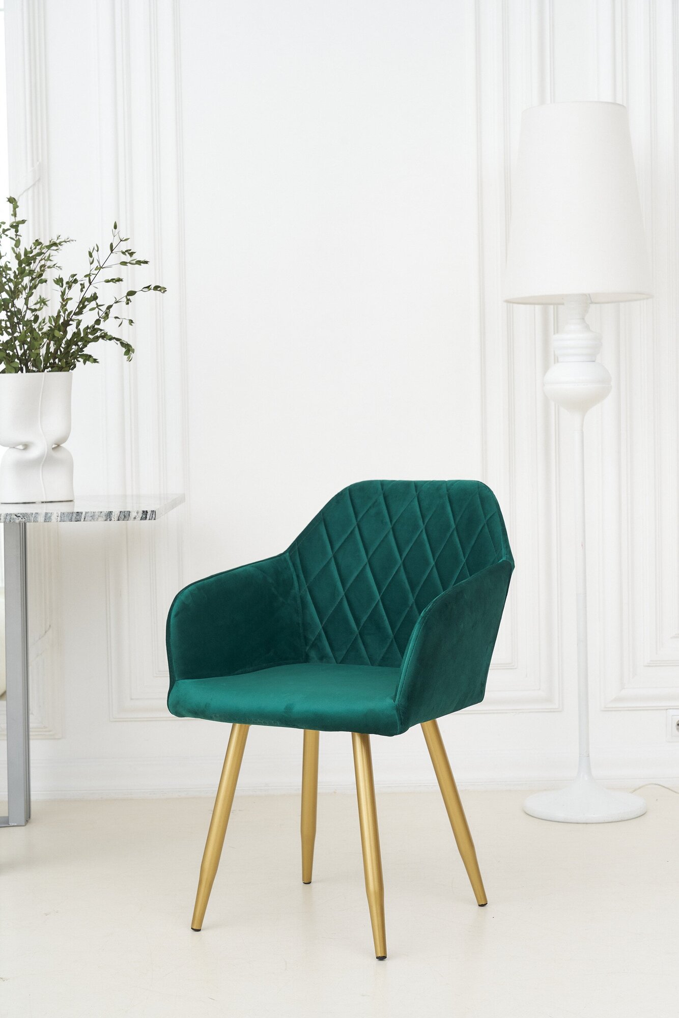 Стул мягкий для кухни Кельн Премиум зеленый - золото