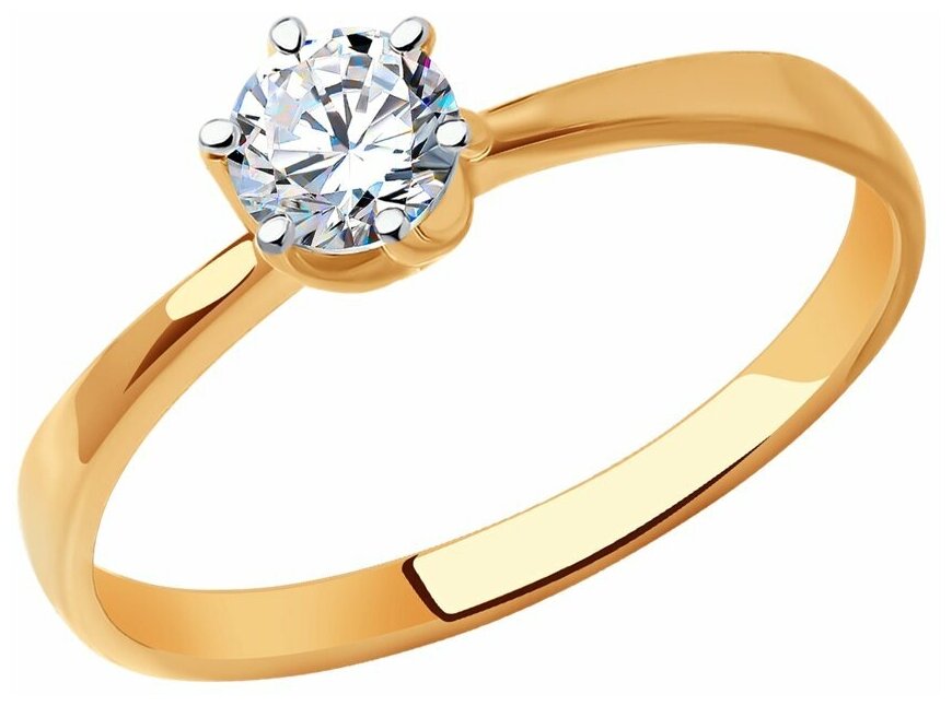 Кольцо SOKOLOV, красное золото, 585 проба, фианит