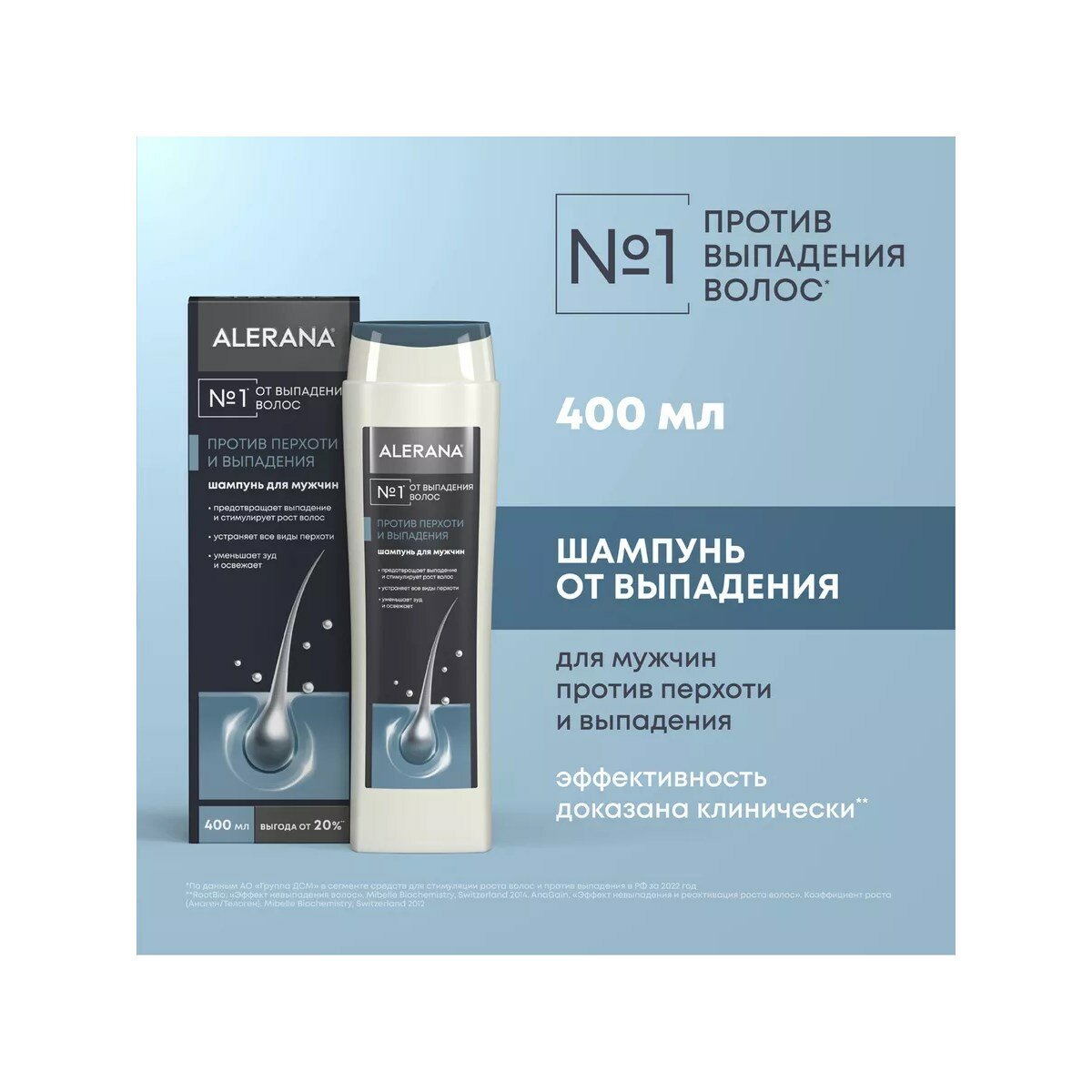 Шампунь мужской Алерана от перхоти и выпадения , 400мл