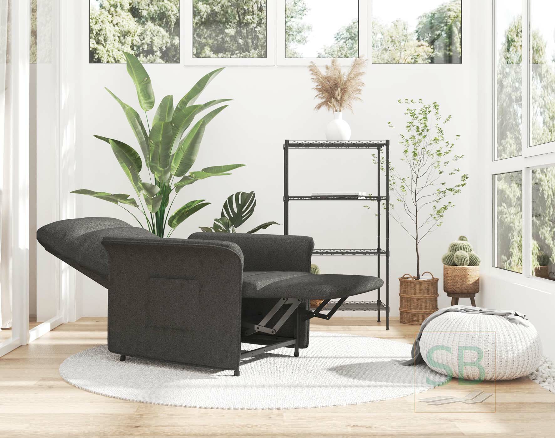 Кресло-реклайнер Smart Bed, мягкое, с подлокотниками, электропривод, шенилловая обивка, серое