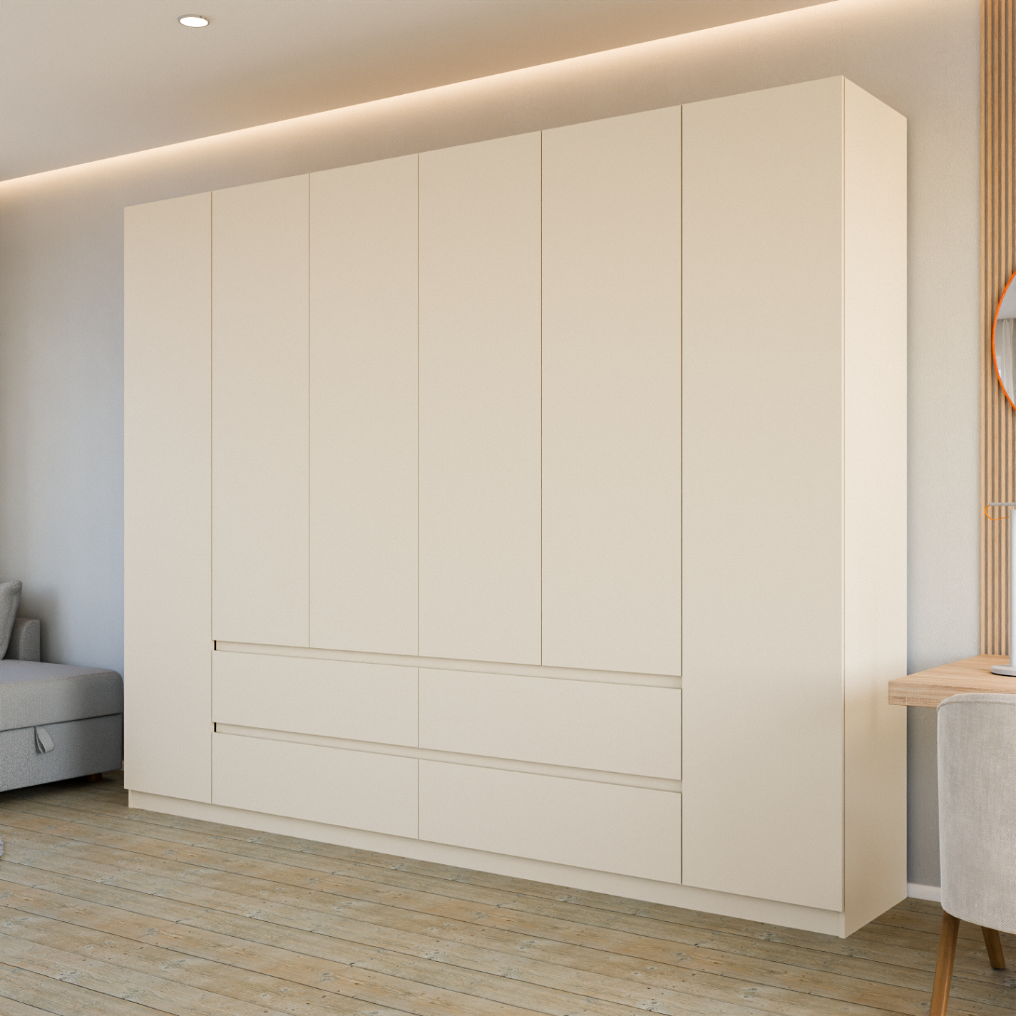 Шкаф распашной Лорд 4 ящ. | ЛДСП Кашемир