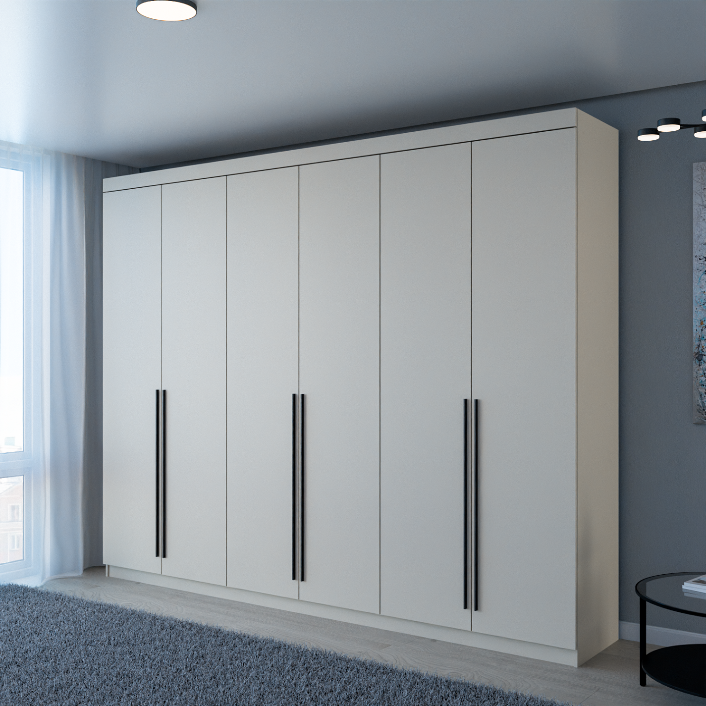 Шкаф распашной Пакс - 6 | ЛДСП Кашемир | Ручки черные