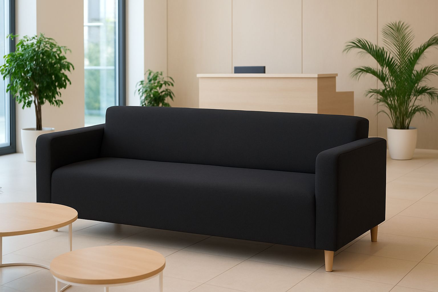 Диван Moleco Томи 180x78x75 см, черный велюр, с подлокотниками