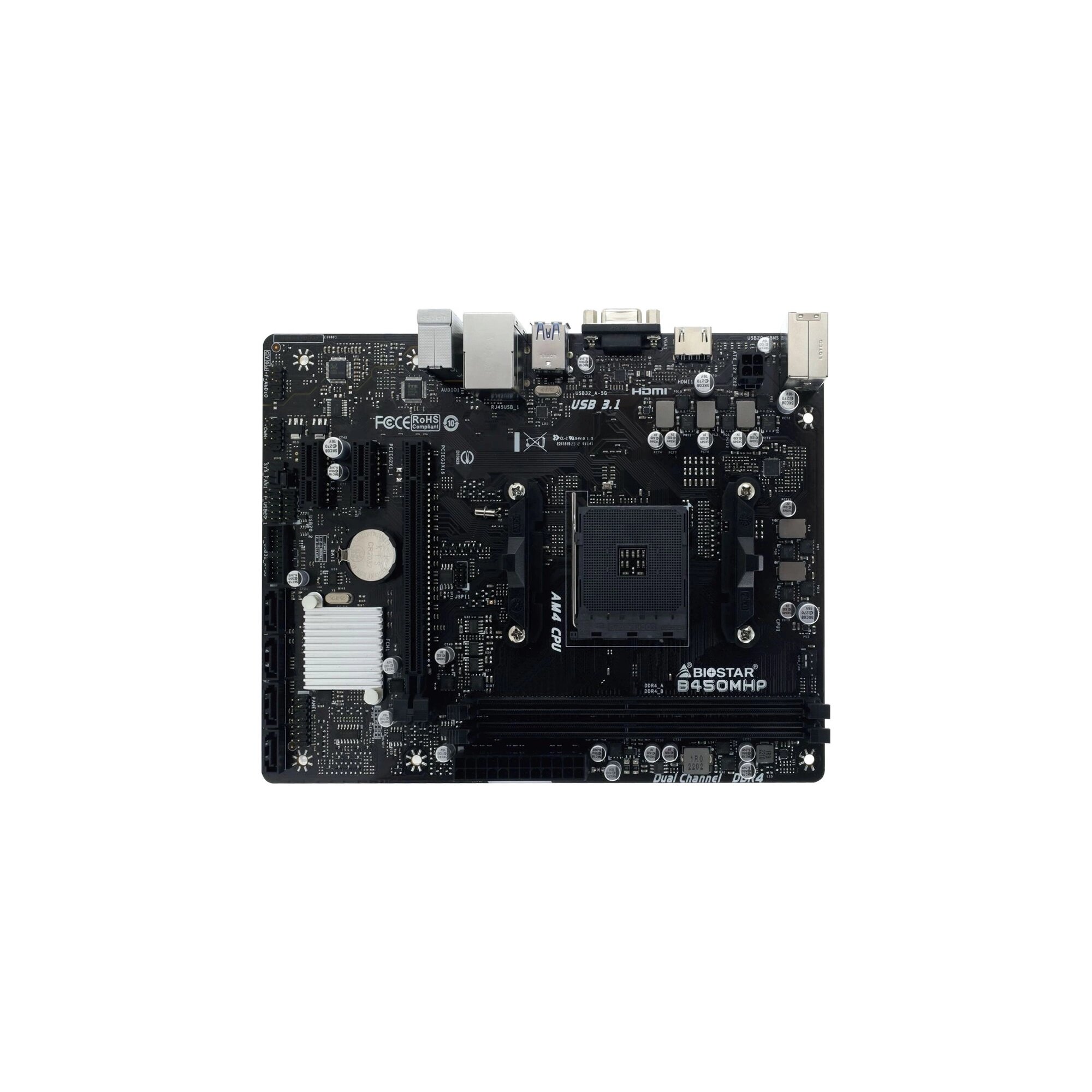 Материнская плата Biostar B450 MHP, Soc- A M4, AMD B450, m ATX