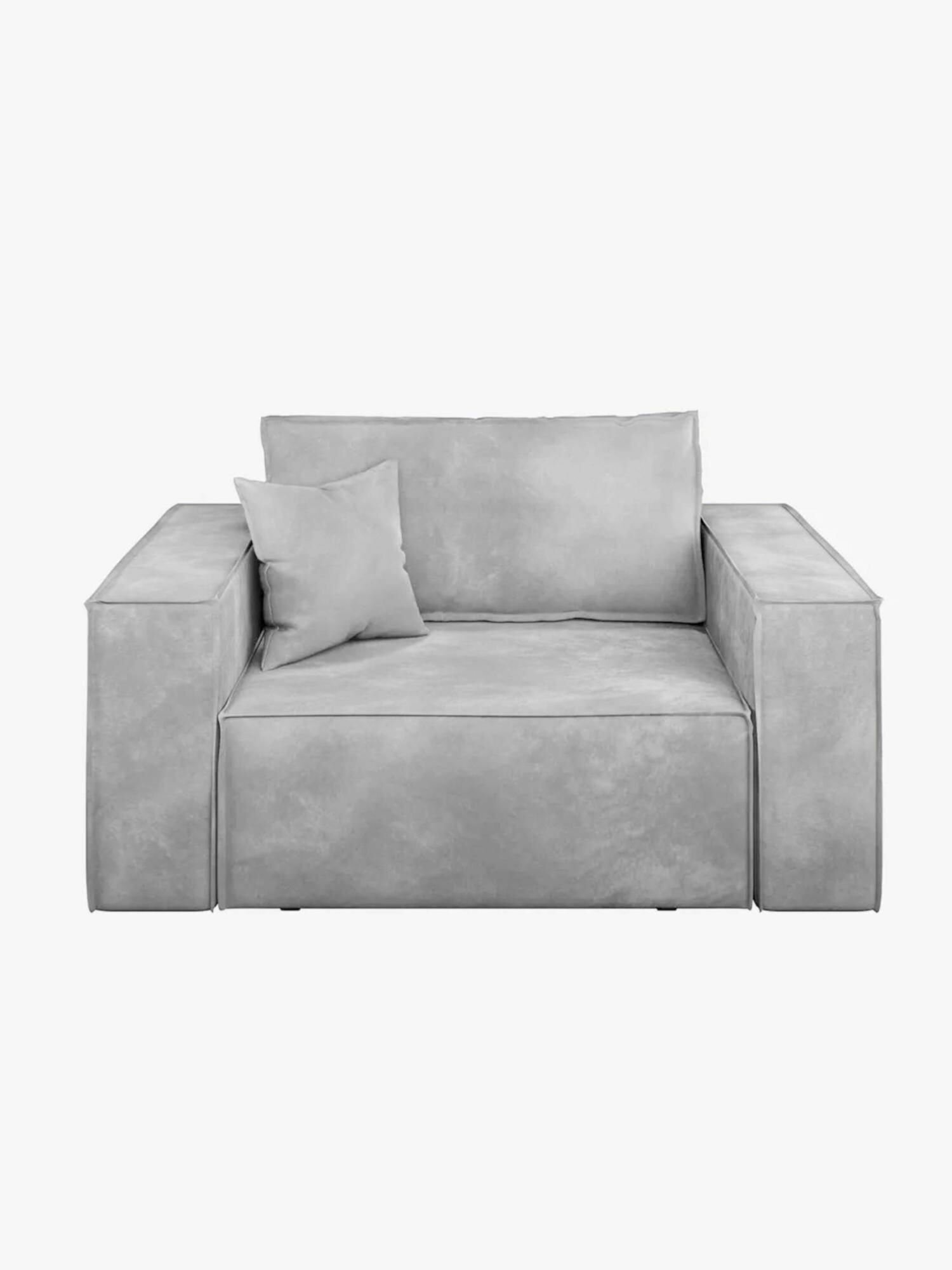 Кресло-кровать Manons Maison Hygge, раскладной механизм Еврокнижка, Велюр Светло-серый, 150х100х86 см